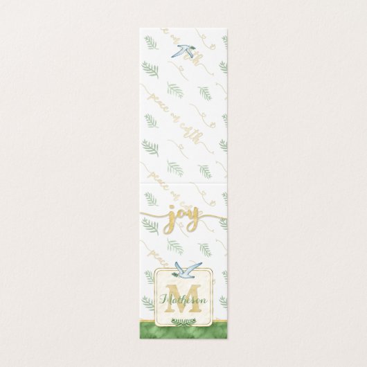JOY Waterverf Monogram Folded Photo Gift Labels Kaart (Buitenkant ongevouwen)