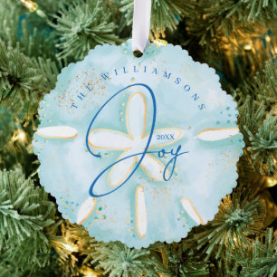 Joy Waterverf Ocean Sand Dollar Seashell Foto Ornament Kaart