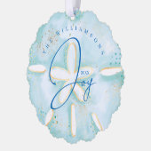 Joy Waterverf Ocean Sand Dollar Seashell Foto Ornament Kaart (Links)