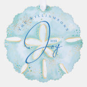 Joy Waterverf Ocean Sand Dollar Seashell Foto Ornament Kaart (Voorkant)