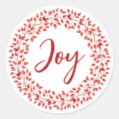 Joy Waterverf Rosehips Wreath Kerstmis Ronde Sticker (Voorkant)