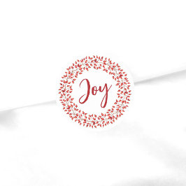 Joy Waterverf Rosehips Wreath Kerstmis Ronde Sticker