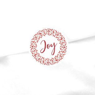 Joy Waterverf Rosehips Wreath Kerstmis Ronde Sticker
