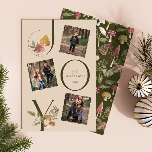 Joy Waterverf Woodsy Mushrooms 3 Fotocollage Feestdagenkaart