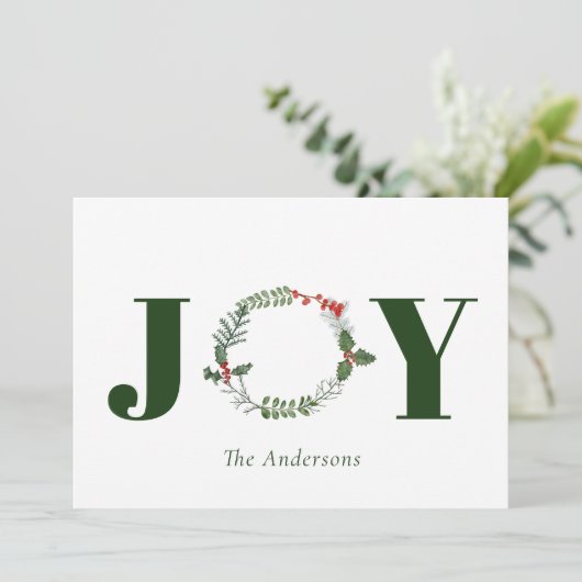 Joy Waterverf Wreate Kerstfeestdag Feestdagenkaart (Staand voorkant)