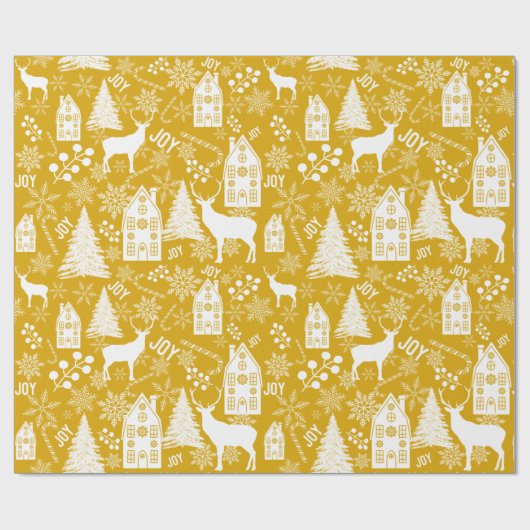 Joy White Gold Kerstmis  Cadeaupapier (Vlak)