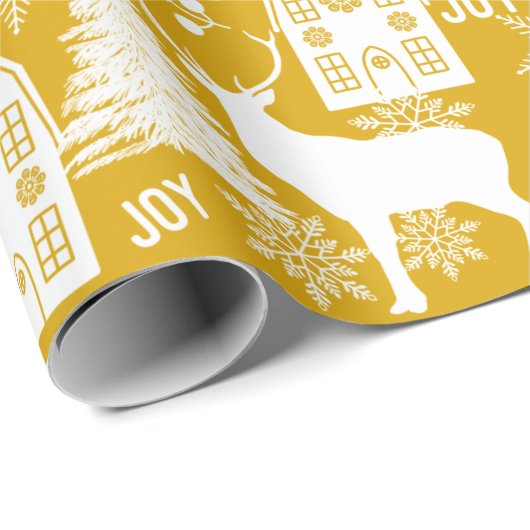 Joy White Gold Kerstmis  Cadeaupapier (Rol Hoek)