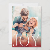 JOY White Red Overlay Foto Moderne Holiday Kaart (Voorkant)
