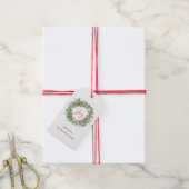 Joy Winter Berries en Greenery Kerstmis Wreath Cadeaulabel (Met Touw)
