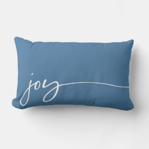 Joy Winter Blue Elegant Calligraphy Script Kussen