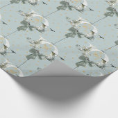 Joy Winter Forest Font Gold Snow Ornament Blue Cadeaupapier (Hoek)