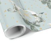 Joy Winter Forest Font Gold Snow Ornament Blue Cadeaupapier (Rol Hoek)