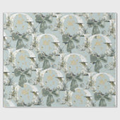 Joy Winter Forest Font Green Bow Gold Snow Cadeaupapier (Vlak)