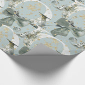 Joy Winter Forest Font Green Bow Gold Snow Cadeaupapier (Hoek)