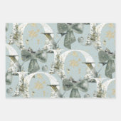 Joy Winter Forest Font Green Bow Gold Snow Inpakpapier Vel (Voorkant 2)
