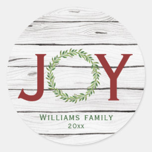 Joy Winter krans Familie Kerstmis Ronde Sticker