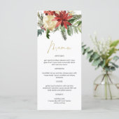 JOY Winter Poinsettia Floral Gold Menu Cards (Staand voorkant)