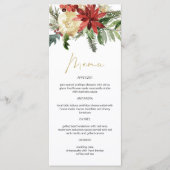 JOY Winter Poinsettia Floral Gold Menu Cards (Voorkant)