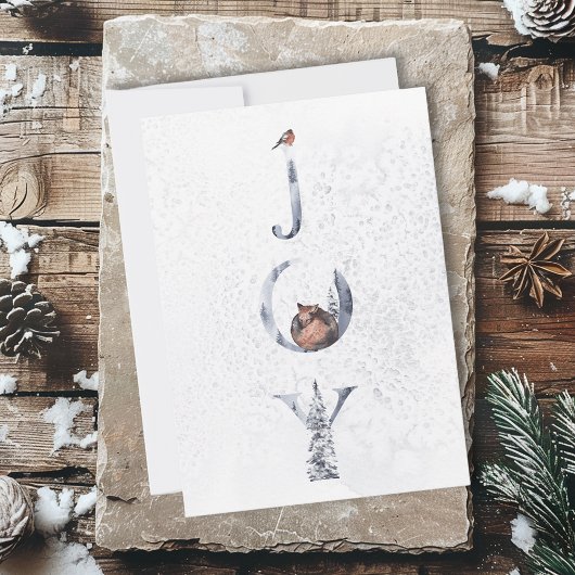 Joy Winter Woodland Animal Kerstfeestdag Feestdagenkaart