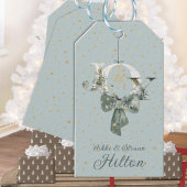 Joy Winter Woodland Forest Lettering Gold Snow Cadeaulabel