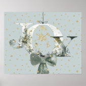 Joy Winter Woodland Forest Lettering Gold Snow Poster (Voorkant)