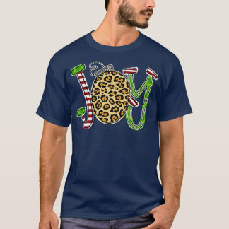 Joy with Leopard Candy Cane Kerstmis Funny1105 T-shirt