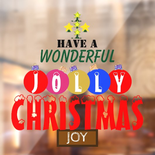 JOY Wonderful Jolly-kerstsierenboom Raamsticker (Vel 2)
