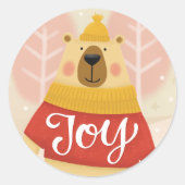 Joy Woodland Winter Beer | Schattigee kerstvakanti Ronde Sticker (Voorkant)
