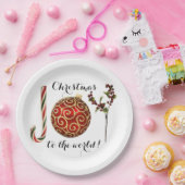 Joy word art candy cane ornament and holly papieren bordje (Feest)