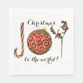 Joy word art candy cane ornament and holly servet (Voorkant)