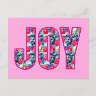 JOY Word Art in Fuchsia Roze en Blauwgroen Groen Briefkaart
