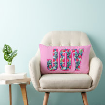 JOY Word Art in Fuchsia Roze en Blauwgroen Groen