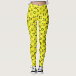 JOY Word Pattern Design Bright Yellow Leggings