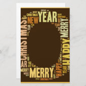 JOY Wordcloud Kerstmis Briefpapier (Voorkant / Achterkant)