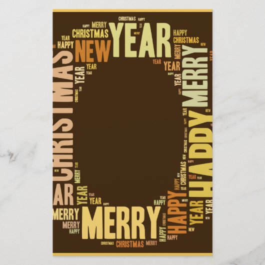 JOY Wordcloud Kerstmis Briefpapier (Voorkant)