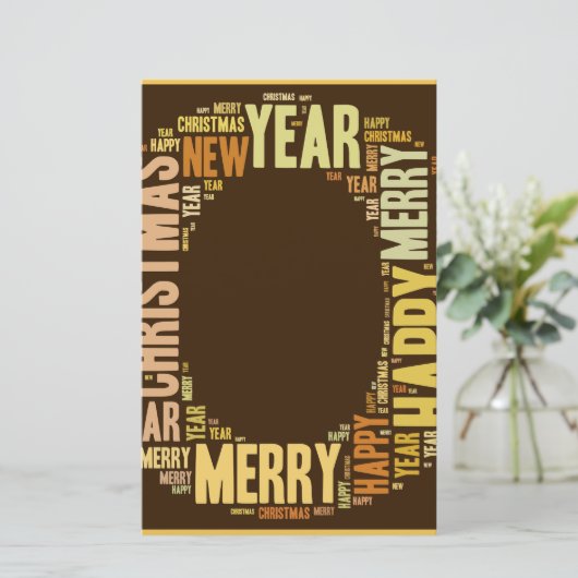 JOY Wordcloud Kerstmis Briefpapier (Staand voorkant)