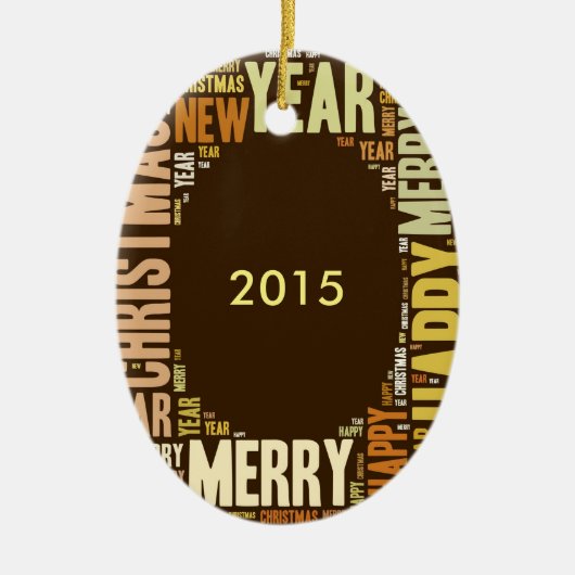 JOY Wordcloud Kerstmis Keramisch Ornament (Voorkant)