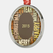 JOY Wordcloud Kerstmis Metalen Ornament (Links)