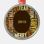 JOY Wordcloud Kerstmis Metalen Ornament (Voorkant)