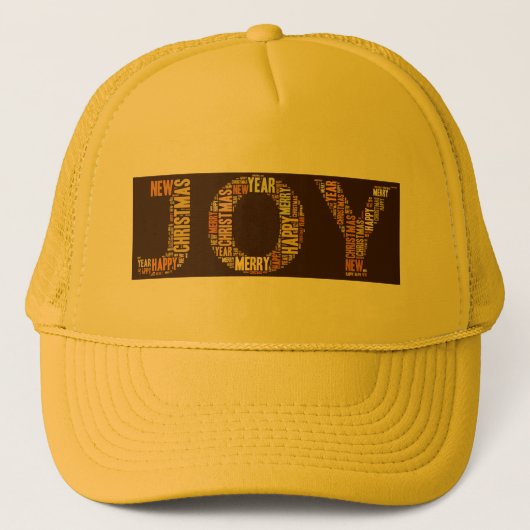 JOY Wordcloud Kerstmis Trucker Pet (Voorkant)