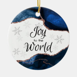 Joy World Elegant Blue Glitter Geode Keramisch Ornament
