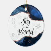 Joy World Elegant Blue Glitter Geode Keramisch Ornament (Links)