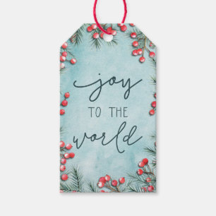 Joy World Waterverf Kerst Eenvoudige Blauwe Vakant Cadeaulabel