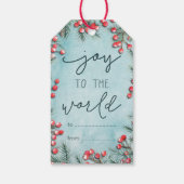 Joy World Waterverf Kerst Eenvoudige Blauwe Vakant Cadeaulabel (Achterkant)