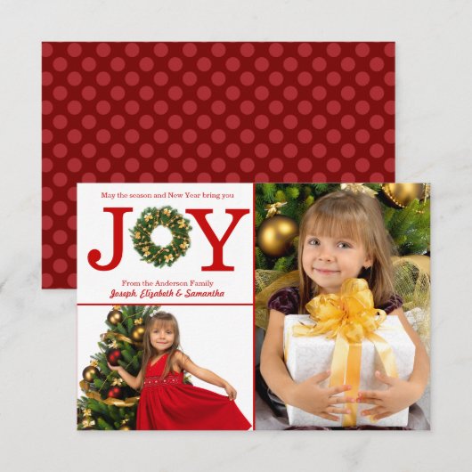 Joy Wreate 2 Foto's Red Stippen - 3 x 5 kerstkaart Kaart (Voorkant / Achterkant)