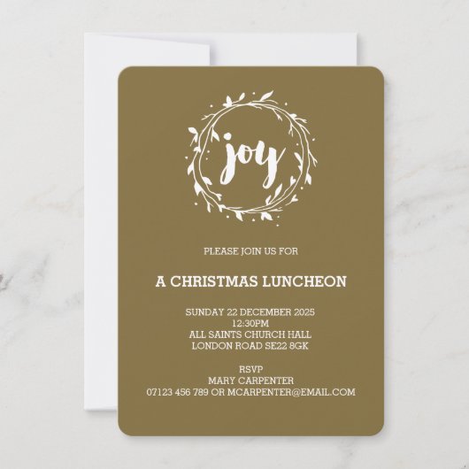 Joy Wreate Kerstparty/Dinner/Meal Uitnodiging (Voorkant)