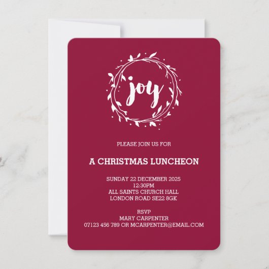 Joy Wreate Kerstparty/Dinner/Meal Uitnodiging (Voorkant)