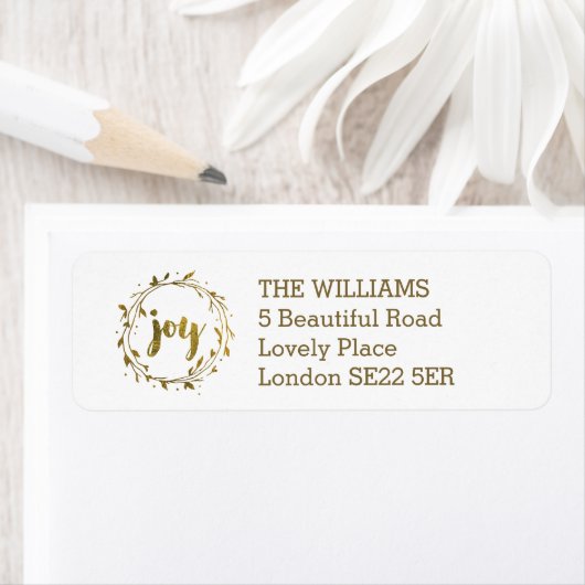 Joy Wreate-kerstterugzendadres label (Insitu)