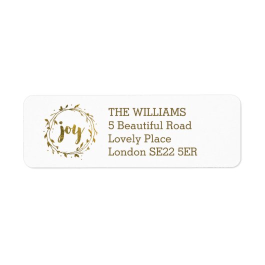 Joy Wreate-kerstterugzendadres label (Voorkant)