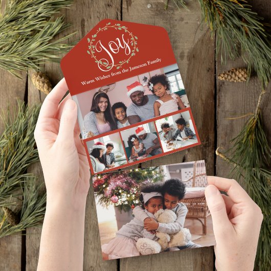 Joy Wreate Multi Photo Holiday Card All In One Uitnodiging